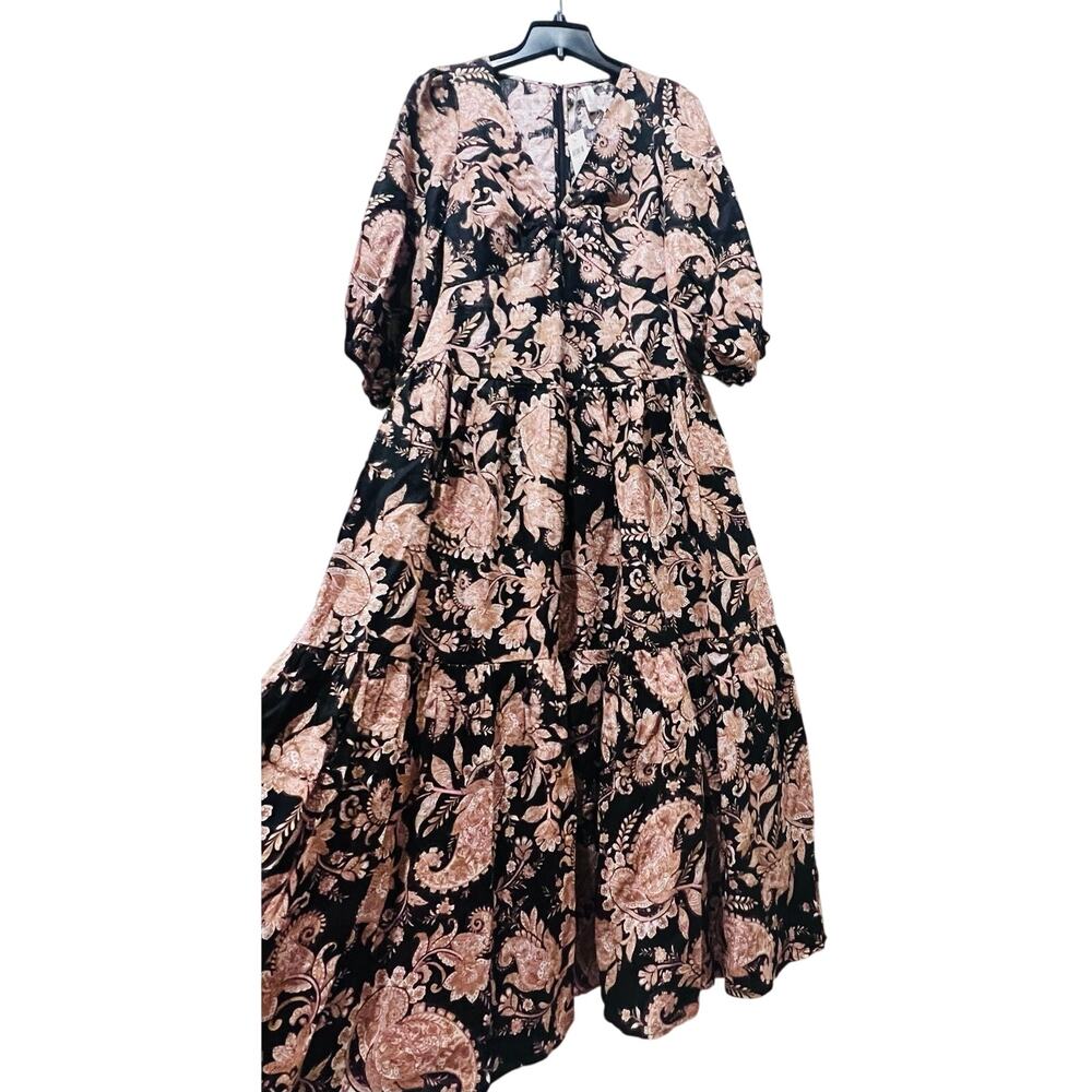 NWT❤️Anthro KIVARI V-Neck Puff-Sleeve Linen Dress sz6 - Picture 4 of 11